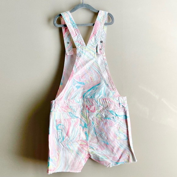 Children’s Place Pastel Oil Slick Overall Shorts - Picture 3 of 3